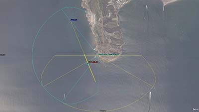 2D aerial visual of San Diego Bay and Point Loma, California